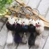 Decor Women Fur Ball Backpack Pom Accessories Car Keyring Keychain Key Chains Mink Fur Key Ring