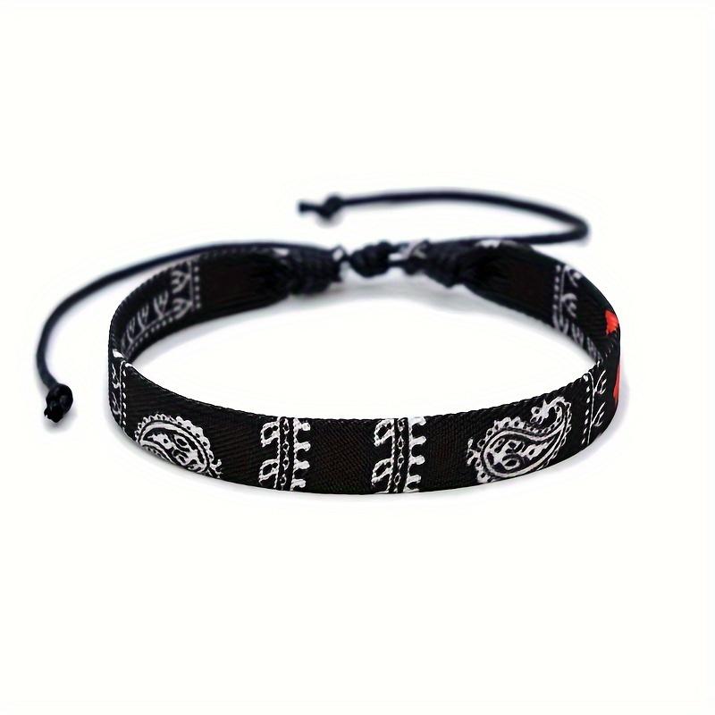 Fashion Crossover Printed Fabric Bracelet Ethnic Style Hand-woven Bracelet Set Simple Hemp Bracelet for Both Men and Women