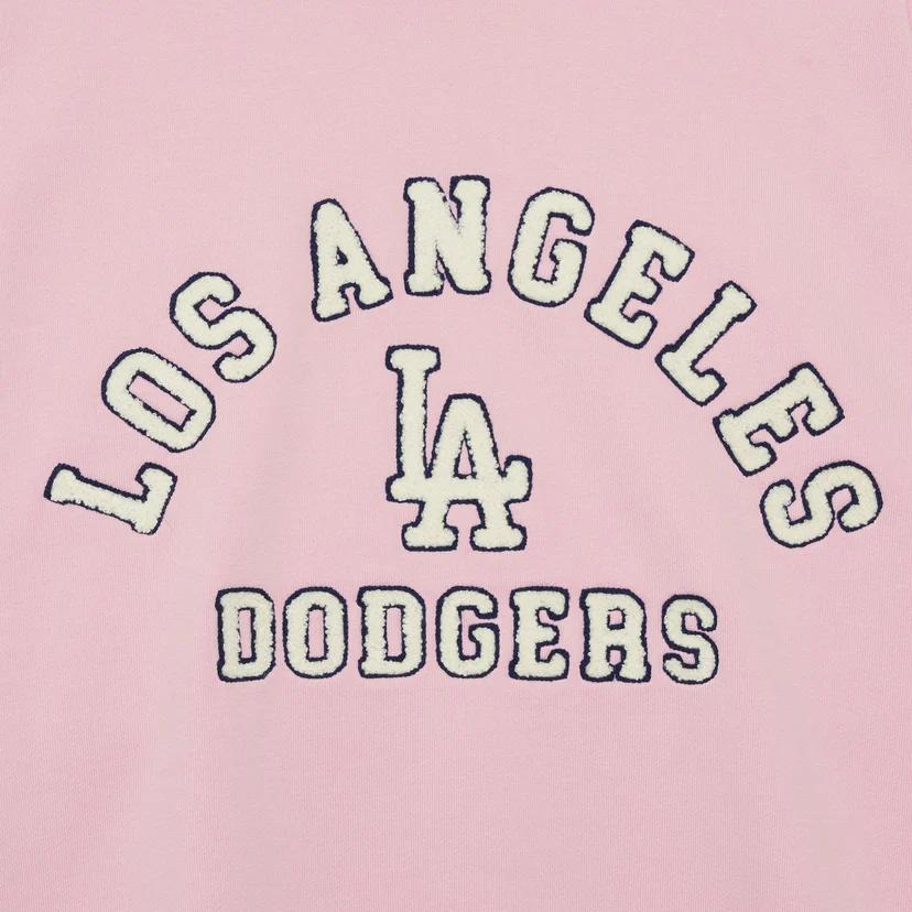 MLB Los Angeles Dodgers Свободный пуловер с буквой на плече Свитшот женский Розовый 3FMTV0334-07PKL