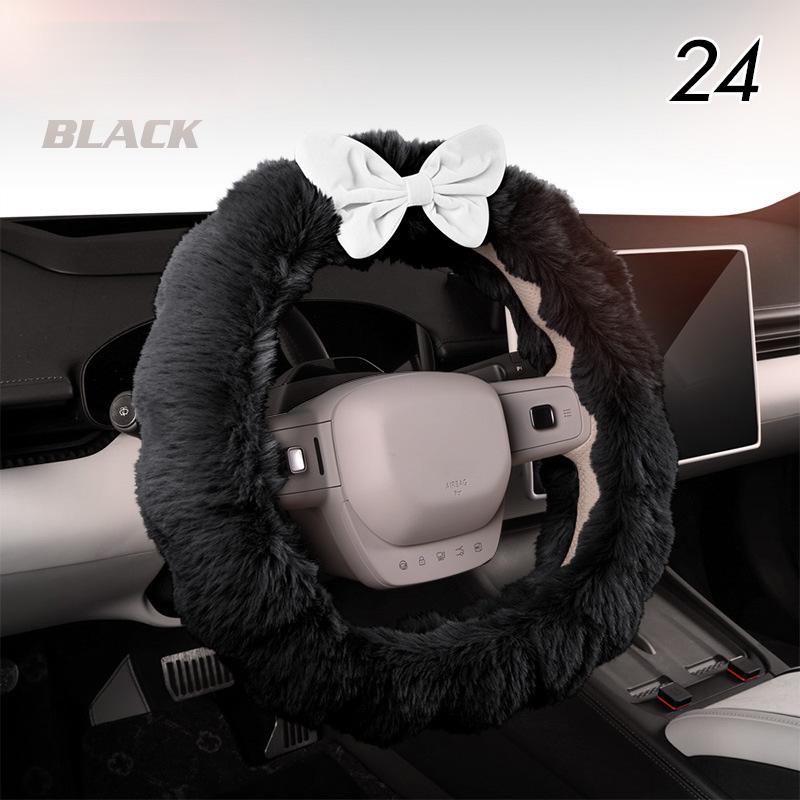 Женский плюшевый чехол для сиденья автомобиля с бантом, милый, для девочек, зимняя теплая автомобильная подушка, подголовник с бантом, подушка для талии, аксессуары для салона автомобиля