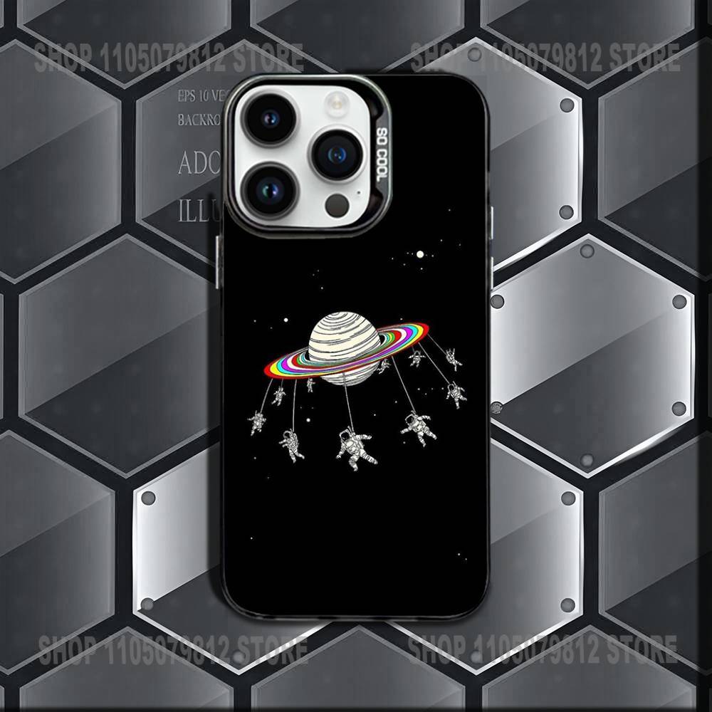 Чехол для телефона «Планеты Солнечной системы» для iPhone 17, 16, 15, 14, 13, 12, 11 Pro Max Plus, цветной градиент, мягкий ТПУ, черный чехол