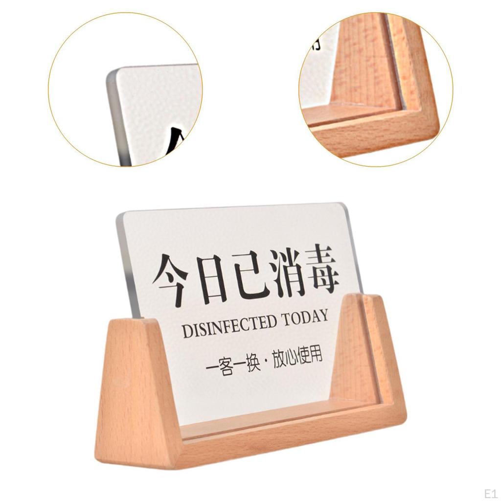 Table Sign, Tabletop Setting Acrylic Panel Wood Base Beauty Salon Signage, Today Sign for Studio