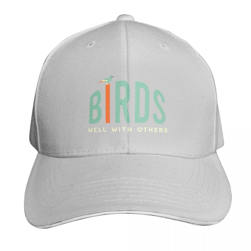 Funny Birding Design Birds Well With Others Baseball Cap Custom Cap Hat Unisex Wild Ball Hat Mountaineering Hats Unisex Womens