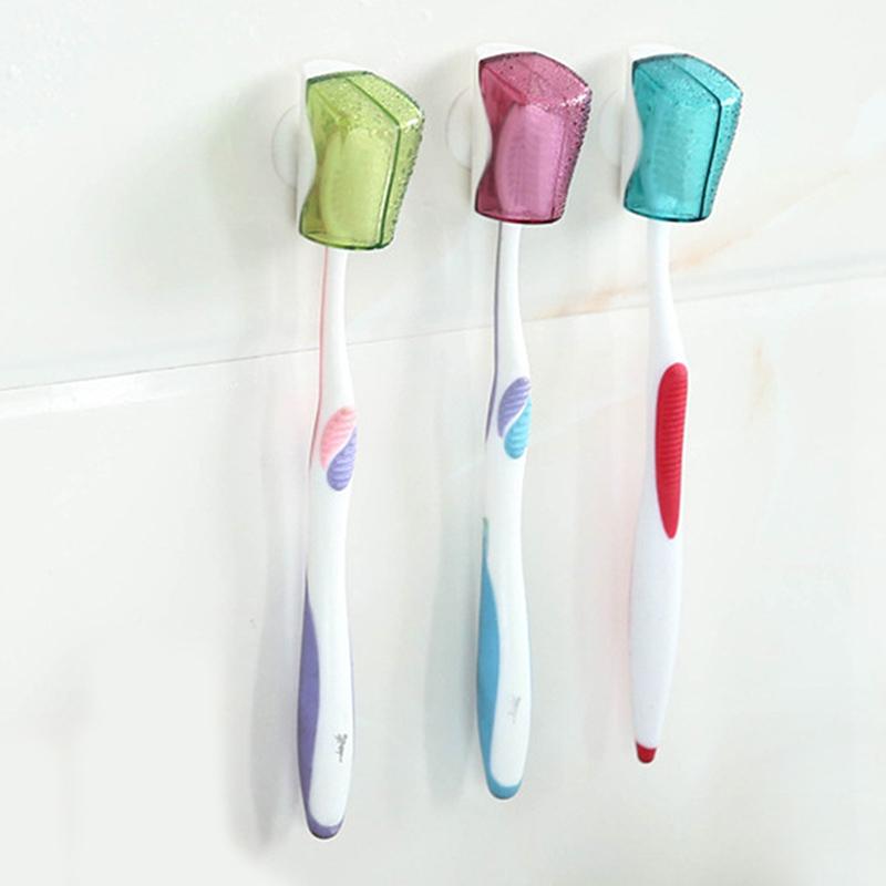 Travel Storage Toothbrush Head Covers Toothbrush Dustproof Protector Cap Bathroom Toothbrush Holder Suction Cup Wall Mount Rack
