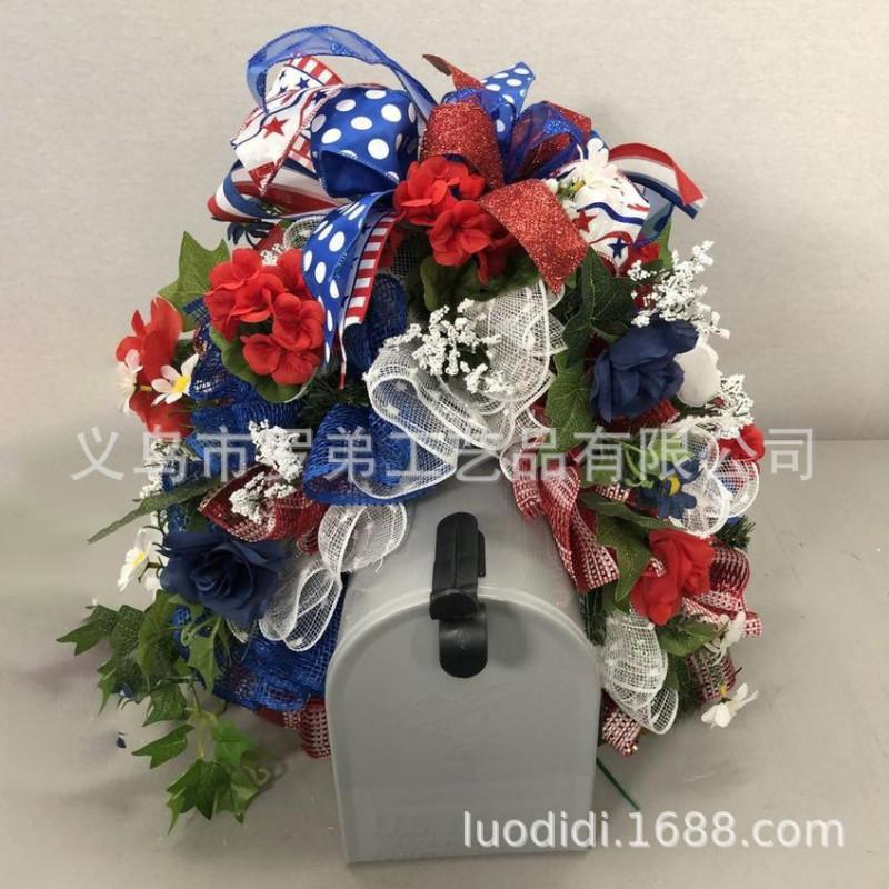 4th Of July Wreath Door Hanging Decoration With USA Flag Patriotic Party Home Outdoor Festive Display