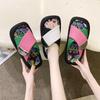 Summer Women's Platform Sandal Slippers 2025 New Colorful Graffiti Cross Strap Slides Soft Bottom Outside Wear Roman Slippers