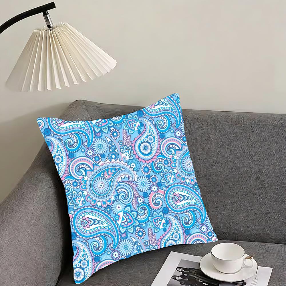 Painted Design PPaisleyS ART Cushion Cover Pillowcase Ultra Soft Skin Friendly Fabric Cloud Like Comfort Concealed Zipper