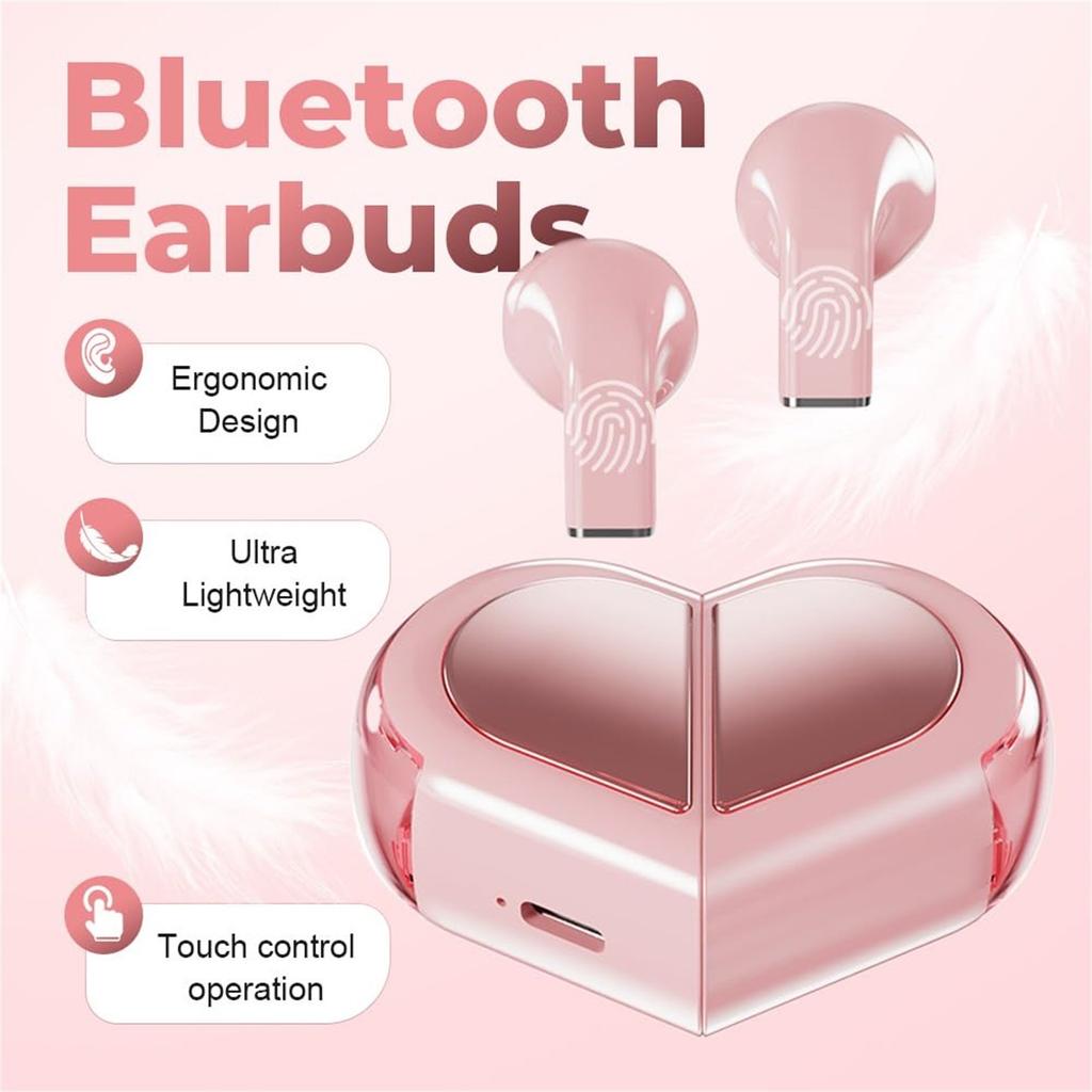 Беспроводные наушники в форме сердца, милые маленькие беспроводные наушники Bluetooth для маленьких ушей Canals Women