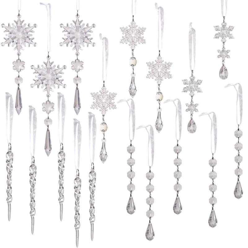 18-piece Shatterproof Acrylic Christmas Tree Ornament Transparent Hanging Decorations For Holiday Festival Decoration