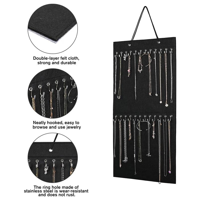 Подвесной органайзер для хранения ювелирных изделий, держатель для ювелирных изделий, ожерелий, браслетов, серег, колец, дисплей для ювелирных изделий, организация, настенный, дверной, для хранения в шкафу, шкатулка для ювелирных изделий