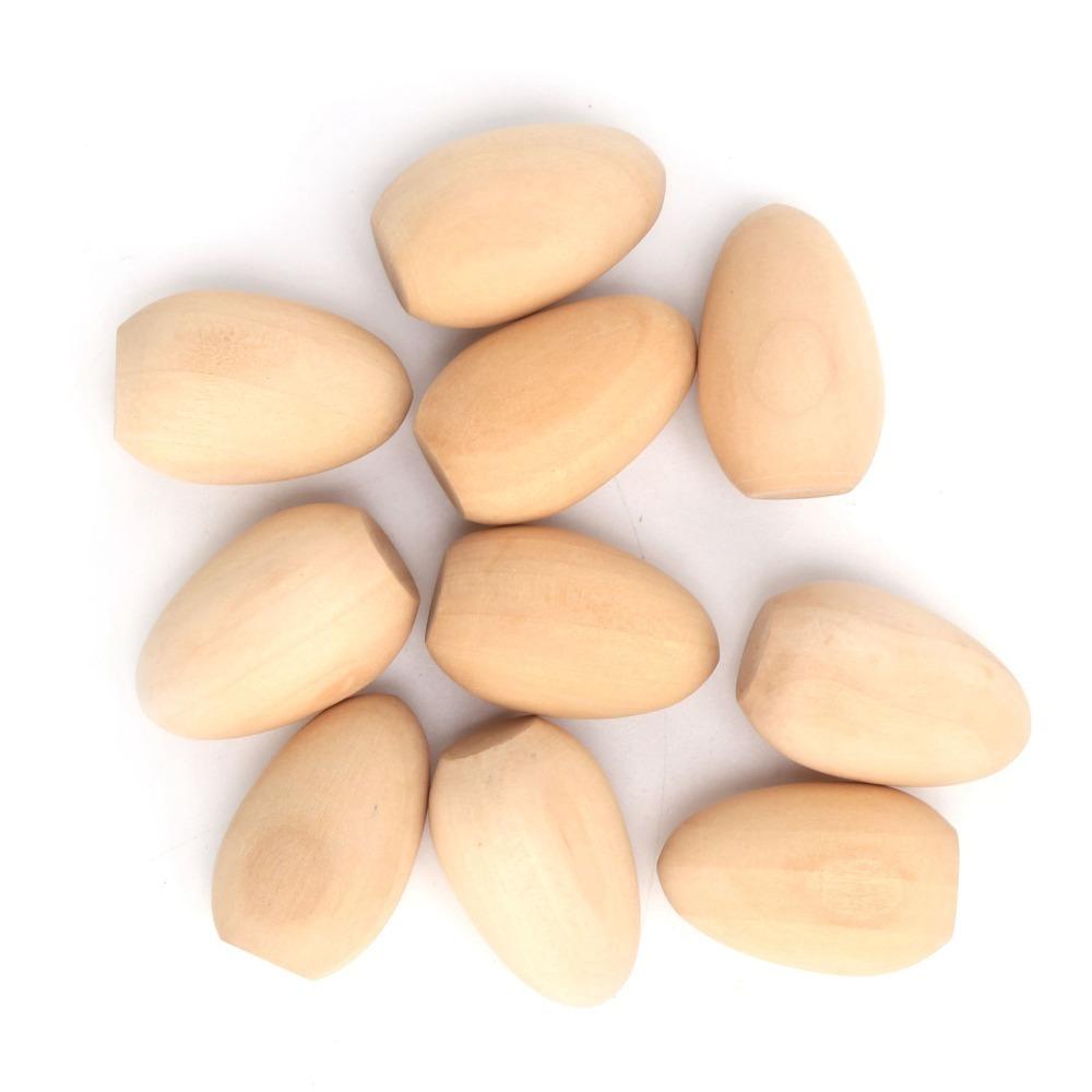 10pcs Lightweight Faux Eggs Not Easily Broken Wooden Craft Eggs Family Decoration