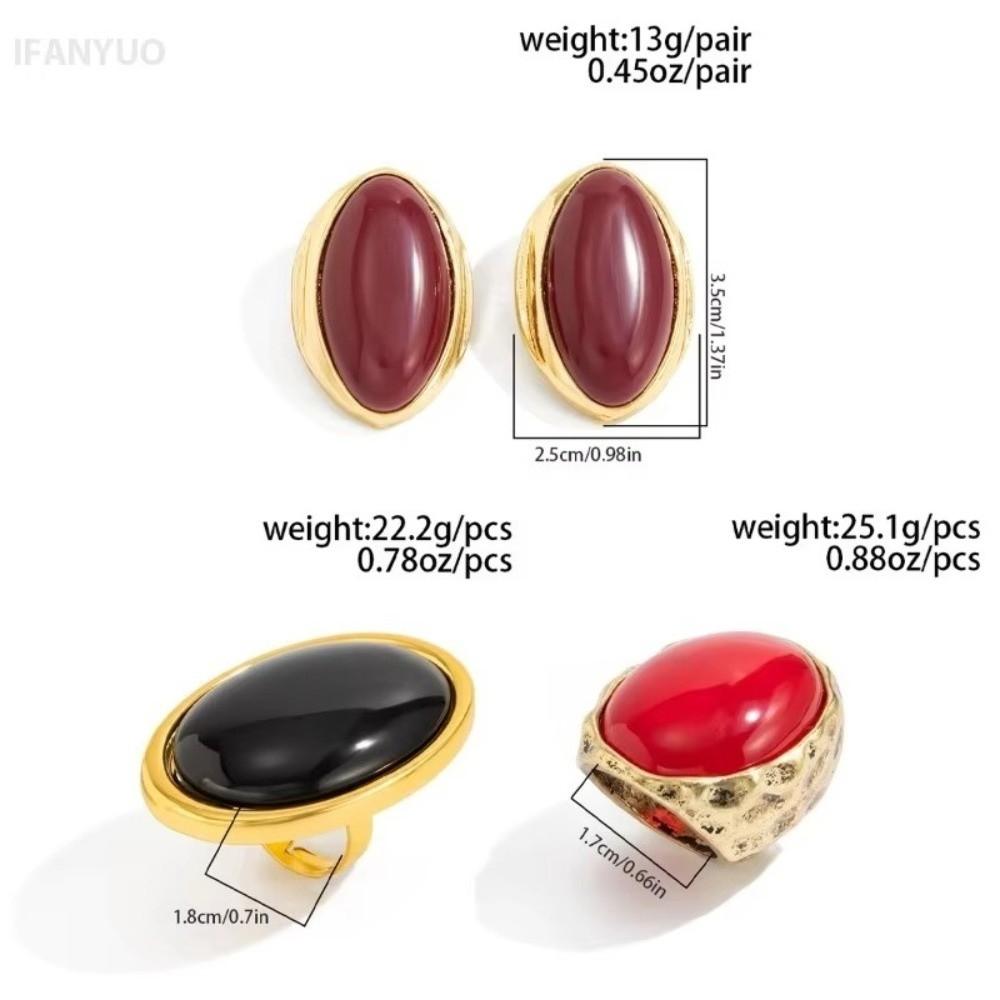 High-end Jewelry Resin Oval Earrings Elegant Style Light Luxury Retro Earrings Party