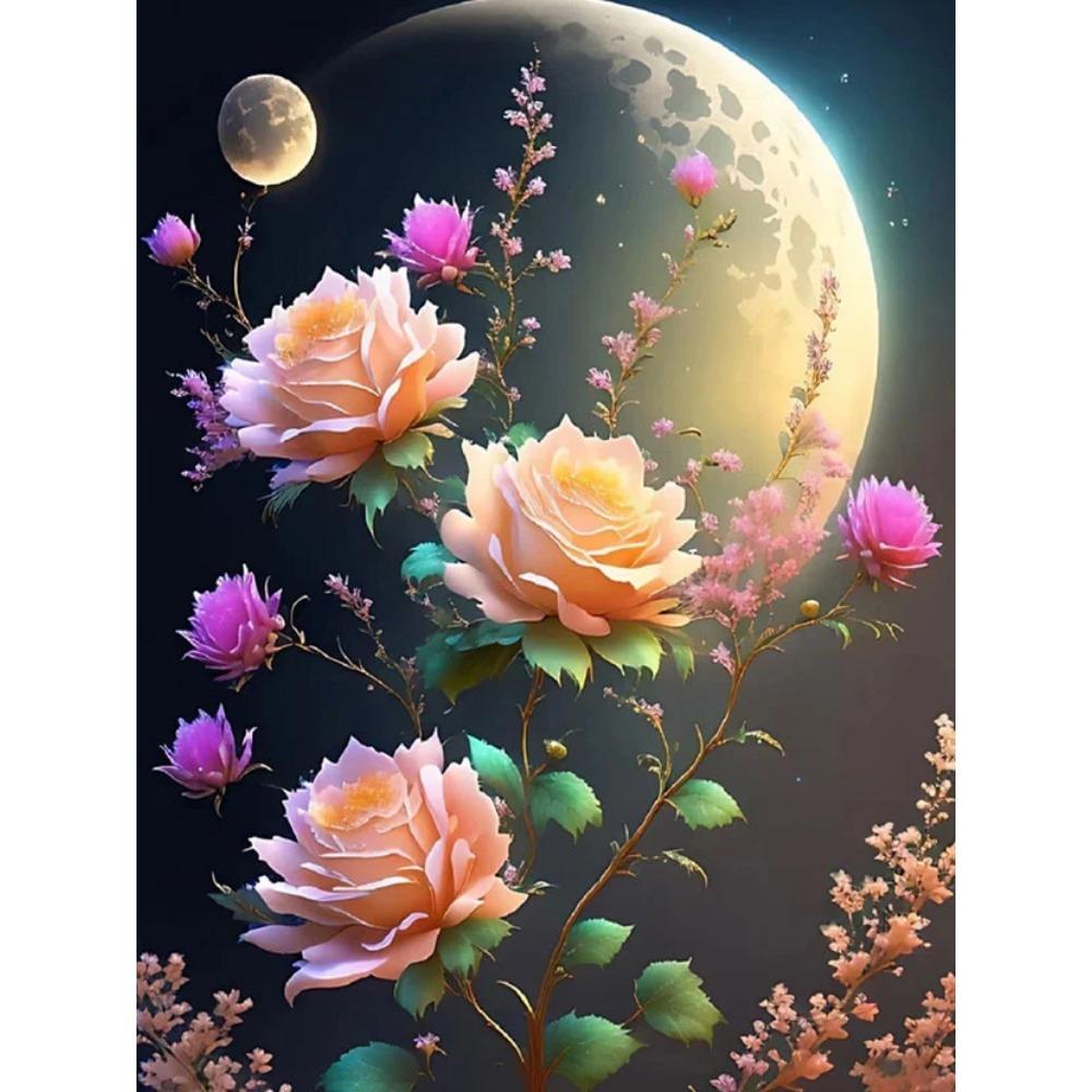 Алмазная картина, полная дрель, красивая кошка, животное, круглая алмазная живопись, ручная работа, лунный цветок, сделай сам, алмазная мозаика, картина, украшение дома