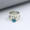 Кольцо из голубого медно-бирюзового драгоценного камня, кольцо из стерлингового серебра 925 пробы, богемное кольцо, эффектное кольцо, серебряные украшения