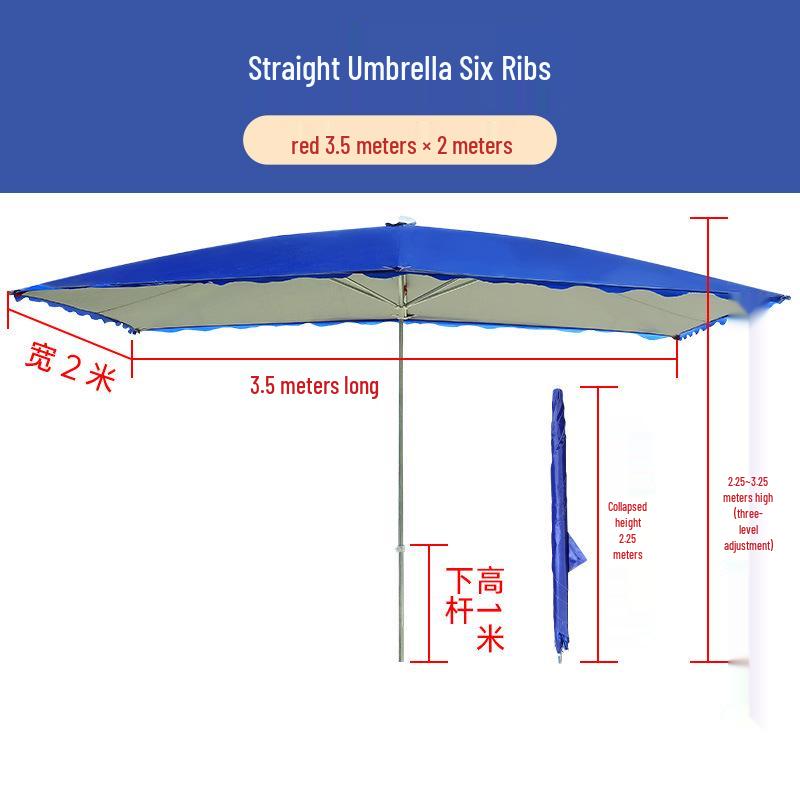 Large Rectangular Folding Patio Umbrella with Canopy Sun Protection