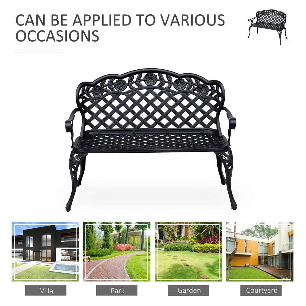 Garden Bench Cast Aluminium 107Lx58Wx85H Cm Black