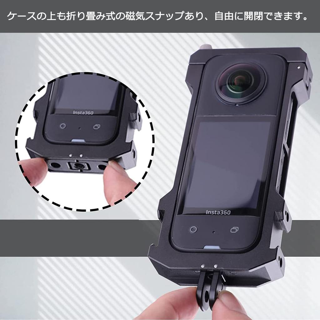 Miimall Compatible Insta 360 X3 Multifunctional Case Aluminum Bumper Insta 360 X3 Accessories Aluminum Material Flash Microphone Selfie Stick