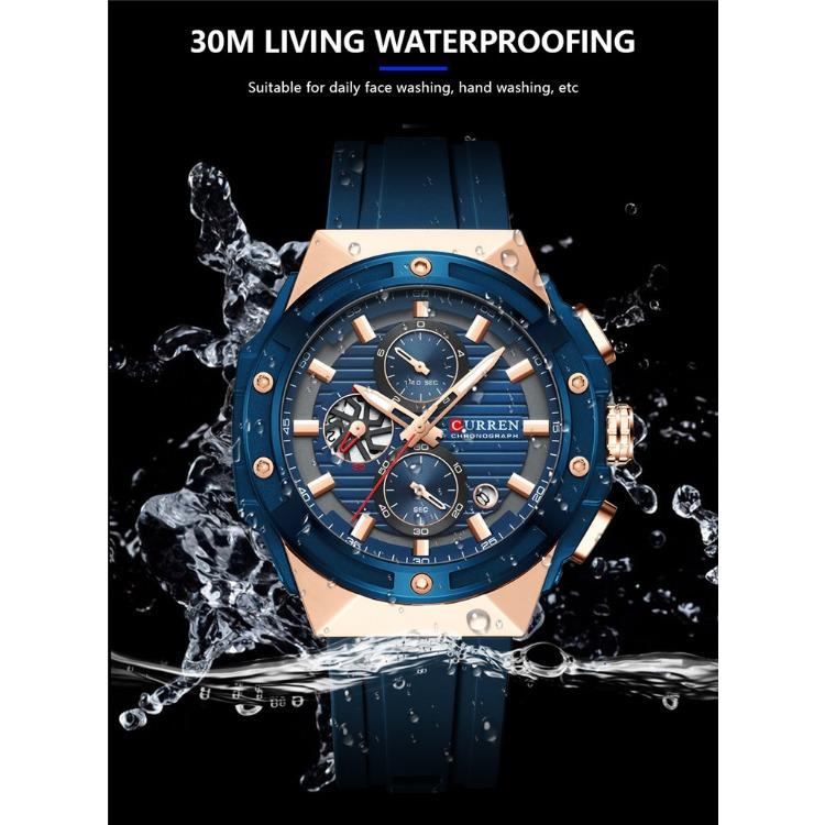 CURREN Neutral Silicone Strap Business Watch Quartz Watch Waterproof Round Genuine