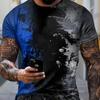 New Summer Men's Fashion T-shirt Personality Random Ink Breaking Printed Men's T-shirt Top