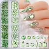 3D Nail Art  12-Grid Super-Shiny Flatback  Decorative Nail Art Adhesive Multiple Shapes Diy Nail Designs