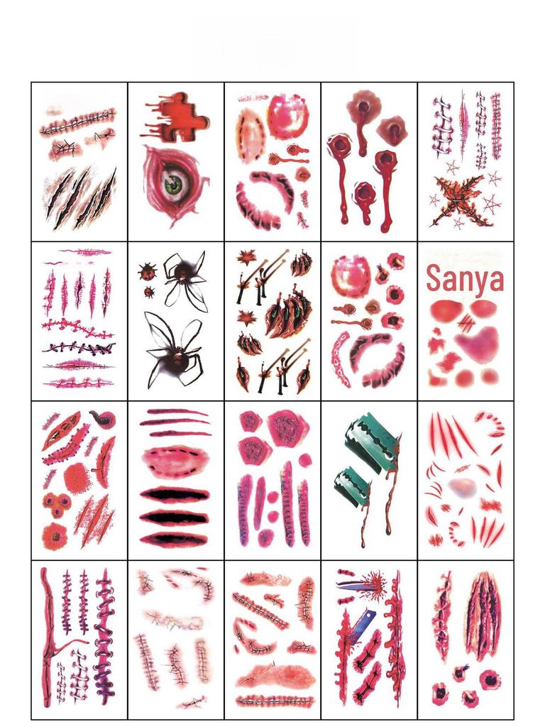 Наклейки на лицо с кровоточащим укусом и шрамом от зуба на Хэллоуин