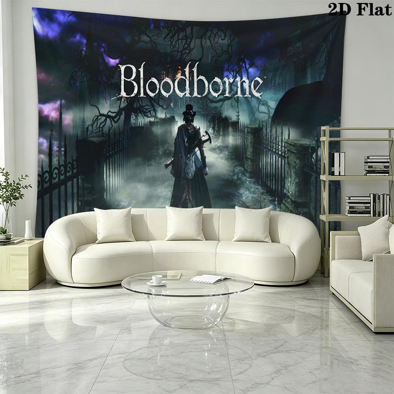 Bloodborne Wall Tapestry Aesthetic Wall Hanging Printed Fabric Blanket Decorative Tapestries for Bedroom Living Room Home Decor