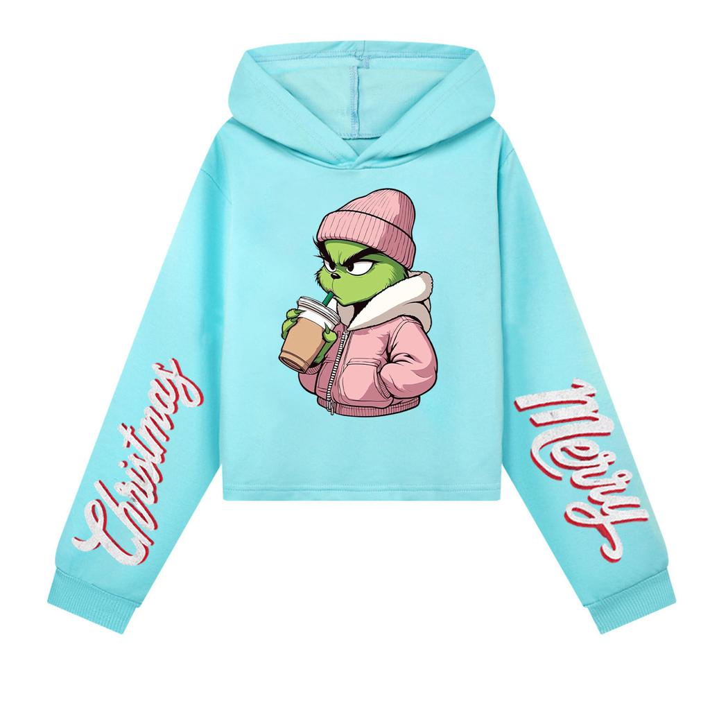 Kids' Casual Fashion Christmas Printed Long Sleeve Hooded Sweatshirt (No Drawstring)