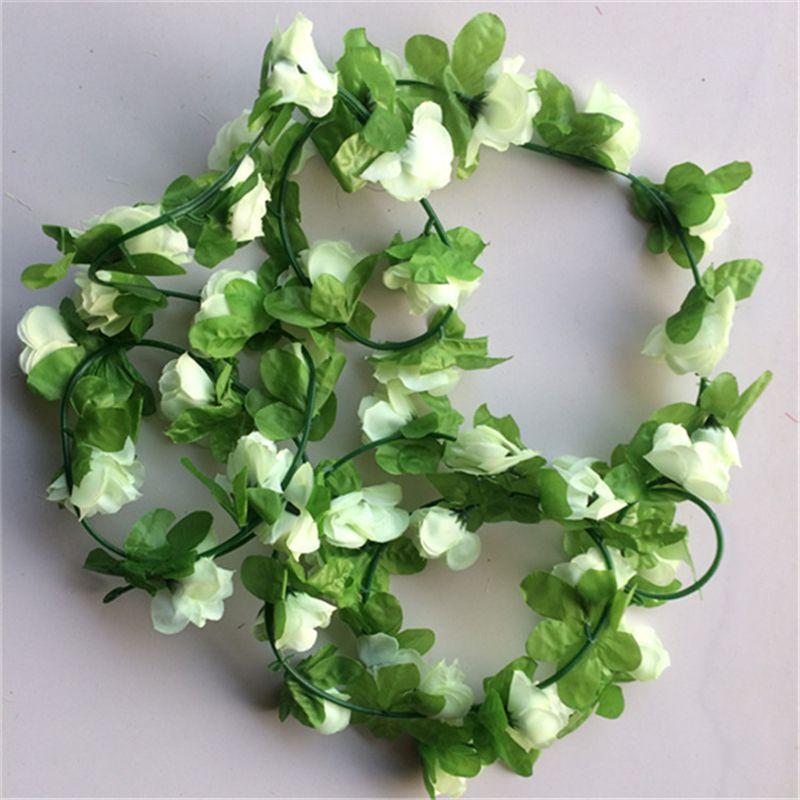 Lush And Vibrant Fake Silk Rose Artificial Flower Vine Ivy Leaf Garland For Home Decor