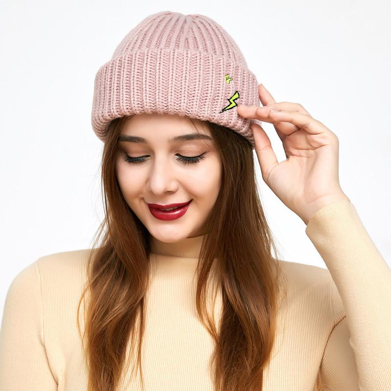 Модная шапка для мужчин и женщин, вязаная шапка унисекс, зимняя шерстяная вышитая теплая шапка для женщин, модные аксессуары