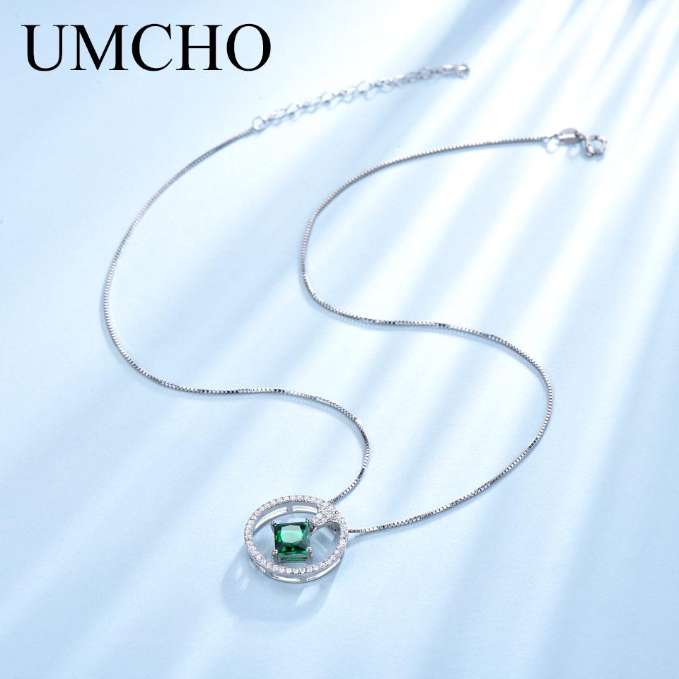 Umcho Круглый зеленый драгоценный камень кулон ожерелье романтические подарки на день рождения для девочек для женщин ювелирные изделия