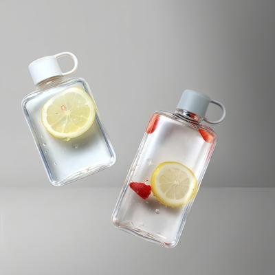 Бутылка для воды плоская, без BPA, спортивная, прозрачная, пластиковая, хрустальная, для напитков, чайник, блокнот, молочный сок, прозрачная, для напитков, подарок на день рождения