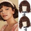 MISS WIG Женская мода Короткий волнистый парик с челкой Синтетическое волокно Чистый белый волнистый парик Косплей Одежда для вечеринок на Хэллоуин