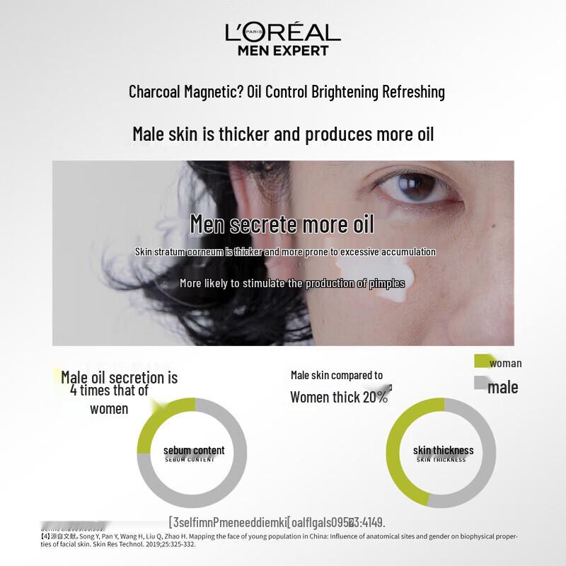 L'Oréal Мужской очищающий гель для лица с углем для контроля жирности (2x100мл)
