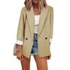 Autumn Winter Women Blazer Top Office Lady Elegant Fashion Long Sleeve Lapel Collar Button Loose Suit Coat Jacket Outwear