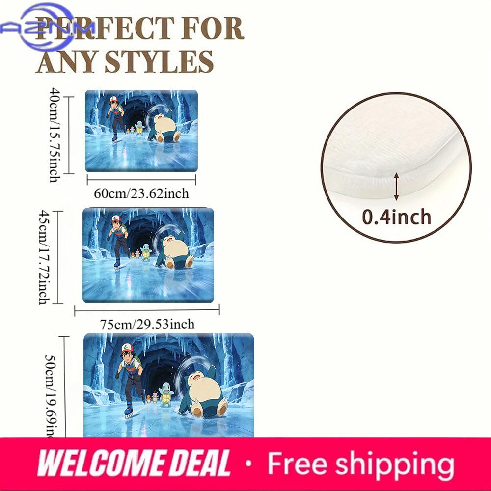 Ash & Snorlax Ice Cave Skating Print Non-Slip Floor Mat Doormat