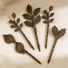 Vintage Bronze Leaf Hair Clip - Forest Feather Design
