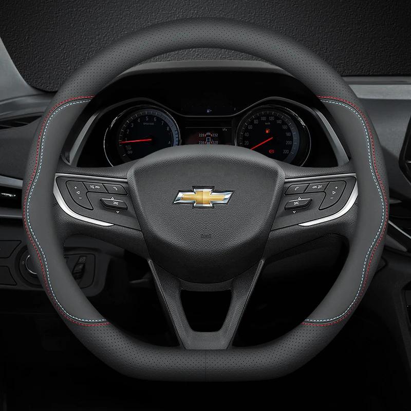 AABHO1 Leather Car Steering Wheel Cover for Chevrolet Chevy Malibu Spark tracker Cruze Sonic Camaro Equinox Volt Seeker Accessories