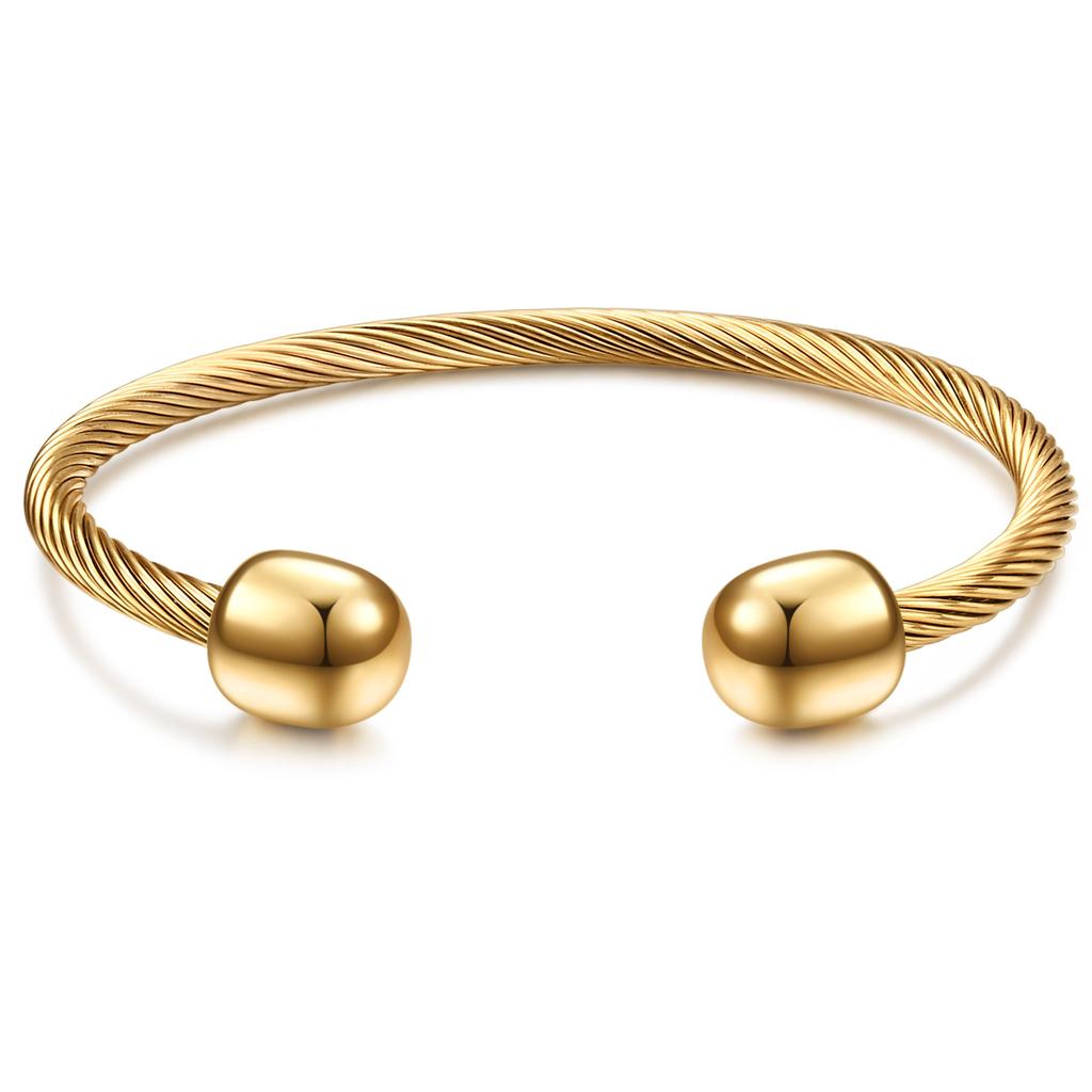 Simple C- Shaped Titanium Steel Bracelet Retro Easy Matching Cable Wire Stylish Opening Women's Bracelet