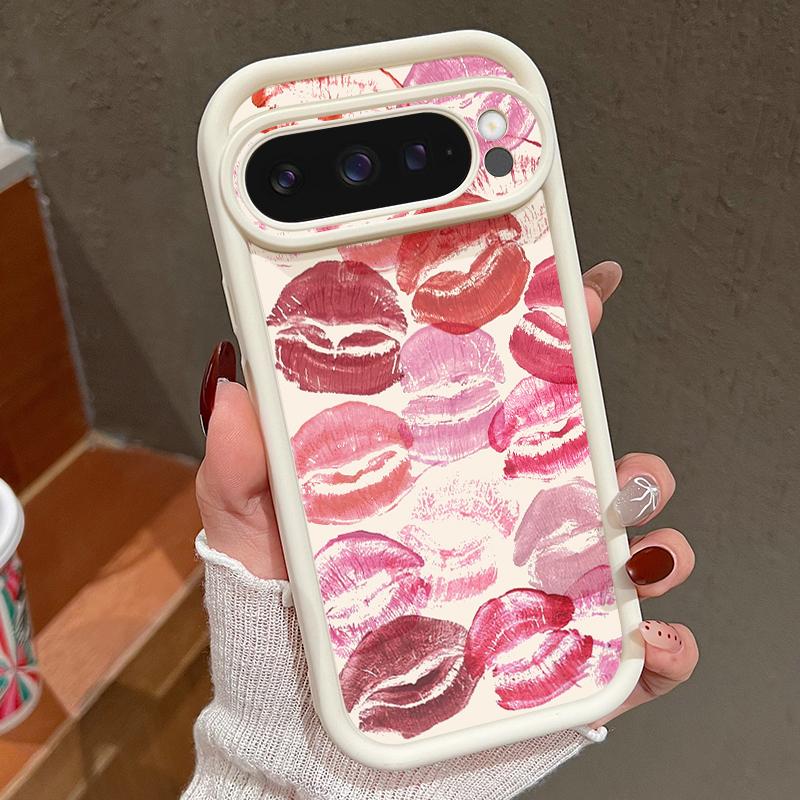 Red Lip Print TPU Phone Case For Google Pixel 10 8 7 Pro 8A 9A 7A Pixel 9 10 Pro XL Shockproof Soft Silicone Protector Cover