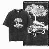 YB FISHING THEME Printed Cotton Acid Washed Exclusive Graphic Unisex T Shirt Cool Streetwear Men Tshirts Big Size Tee for Men