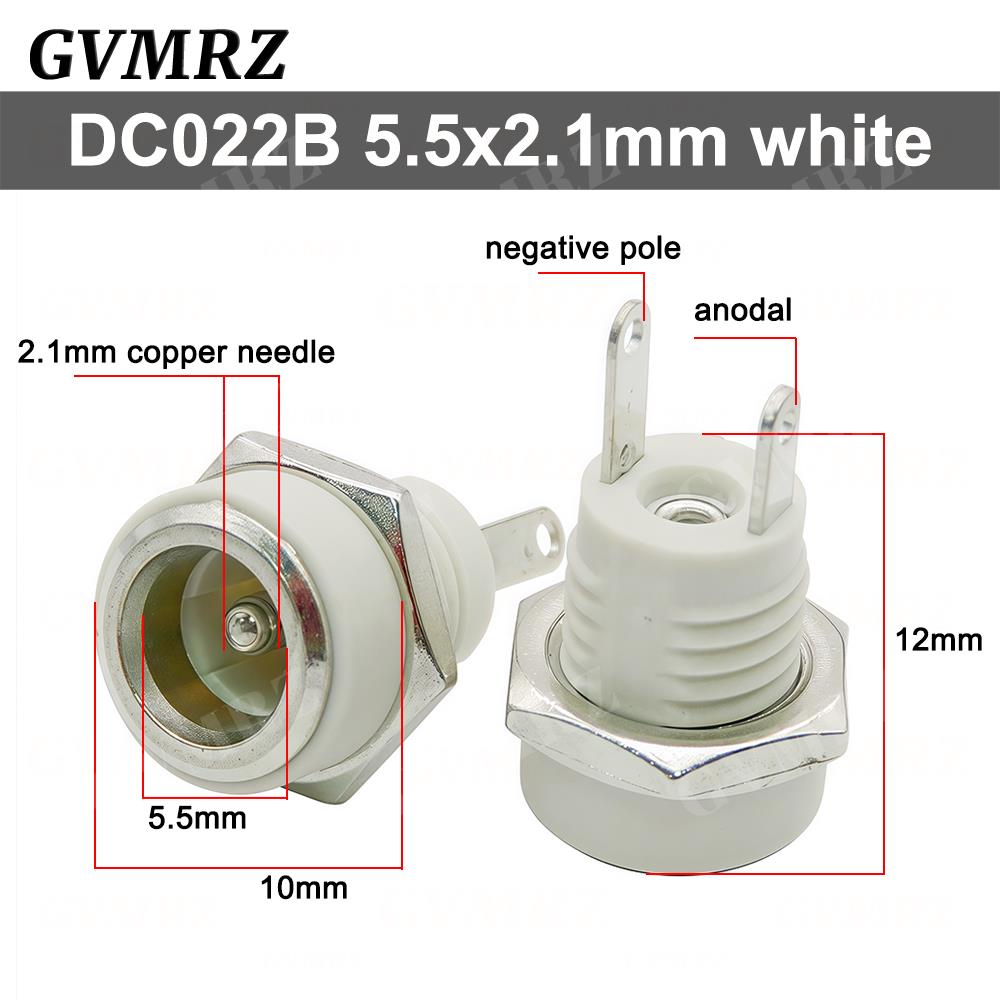 10PCS/lot DC022 DC-022 5.5x2.1mm DC Power Socket 5.5*2.5mm DC Connector 5.5*2.1 Round Hole Interface Panel Socket 3.5x1.3mm