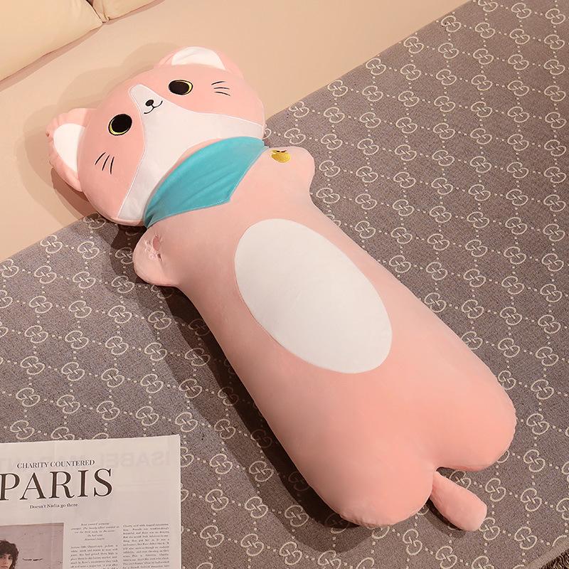 Japanese Chubby Cat, Plush Toy Doll, Cute Scarf, Kitten, Long Pillow, Girl'S Bed, Leg Pillow, Cushion