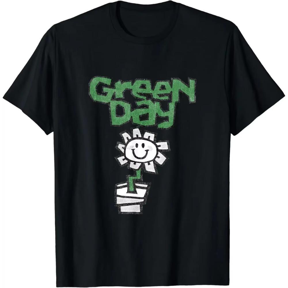 Green Day Men and Womens Flower Pot TShirt Funny Cute Clothing Graphic TShirt Men Women Clothing Y2k Comfortable and Soft