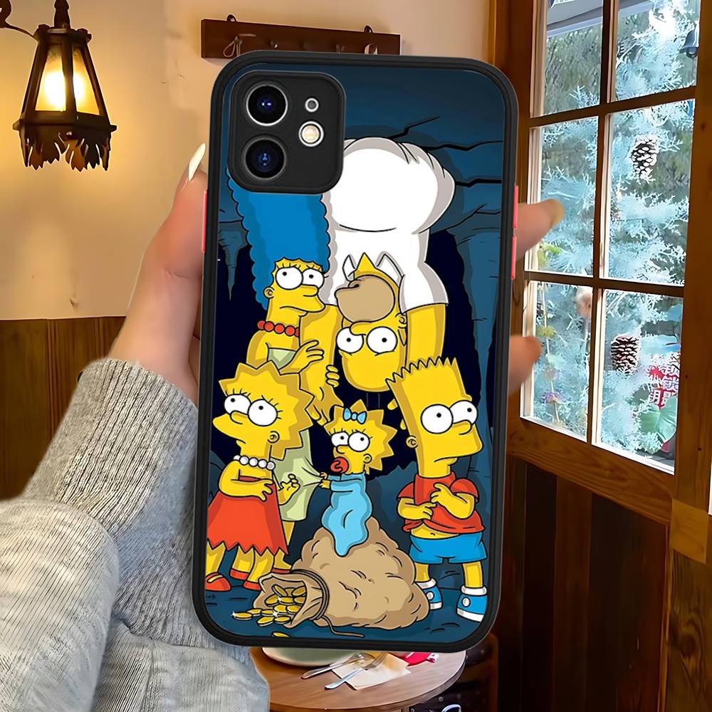 Смешной мультяшный чехол для телефона S-Simpsons для iPhone 16 15 14 Plus 15 13 12 11 Pro Max X XS MAX Матовый чехол