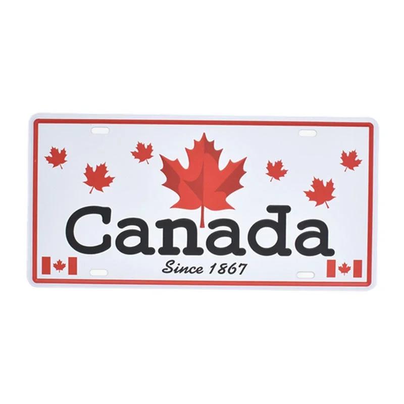 Canada Australia UK US National Flag Tin Sign Shabby Retro Car Plate License Iron Painting Metal Plaques Wall Decor For Bar Pub