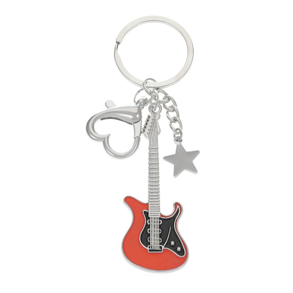Guitar Guitar Keyring Star Musical Instrument Keychain Guitar Key Chain Musician Jewelry Gift