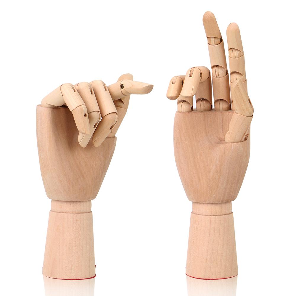Flexible Jointed Doll Wooden Hand Model 10 Inches Tall Home Decor Human Artist Models Sketch Mannequin Model Movable Limbs
