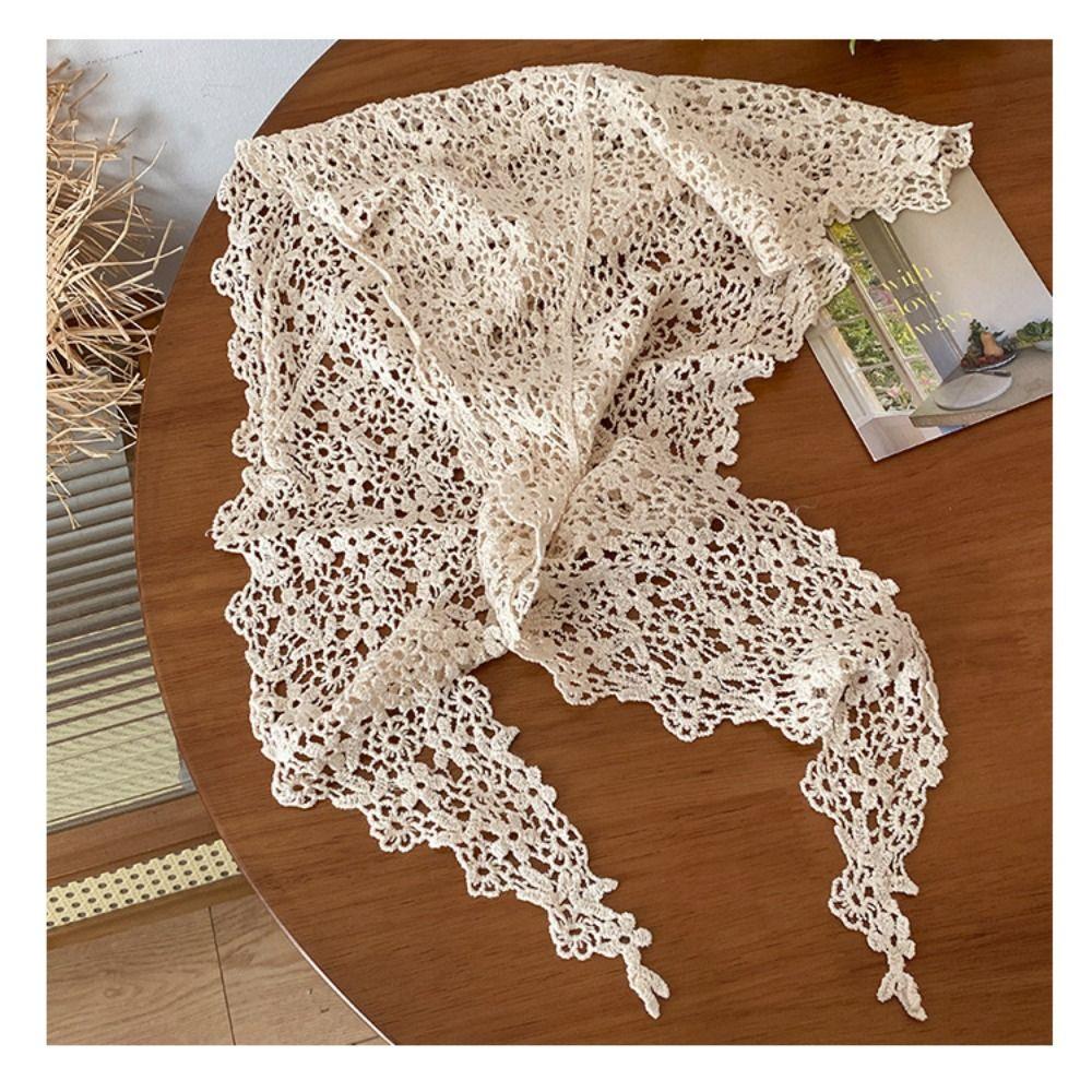Trendy Lace Trim Fart Curtain Hollowed-out Slim Fit Triangular Headscarf Pretty Y2K Apron Wrap Skirt Summer