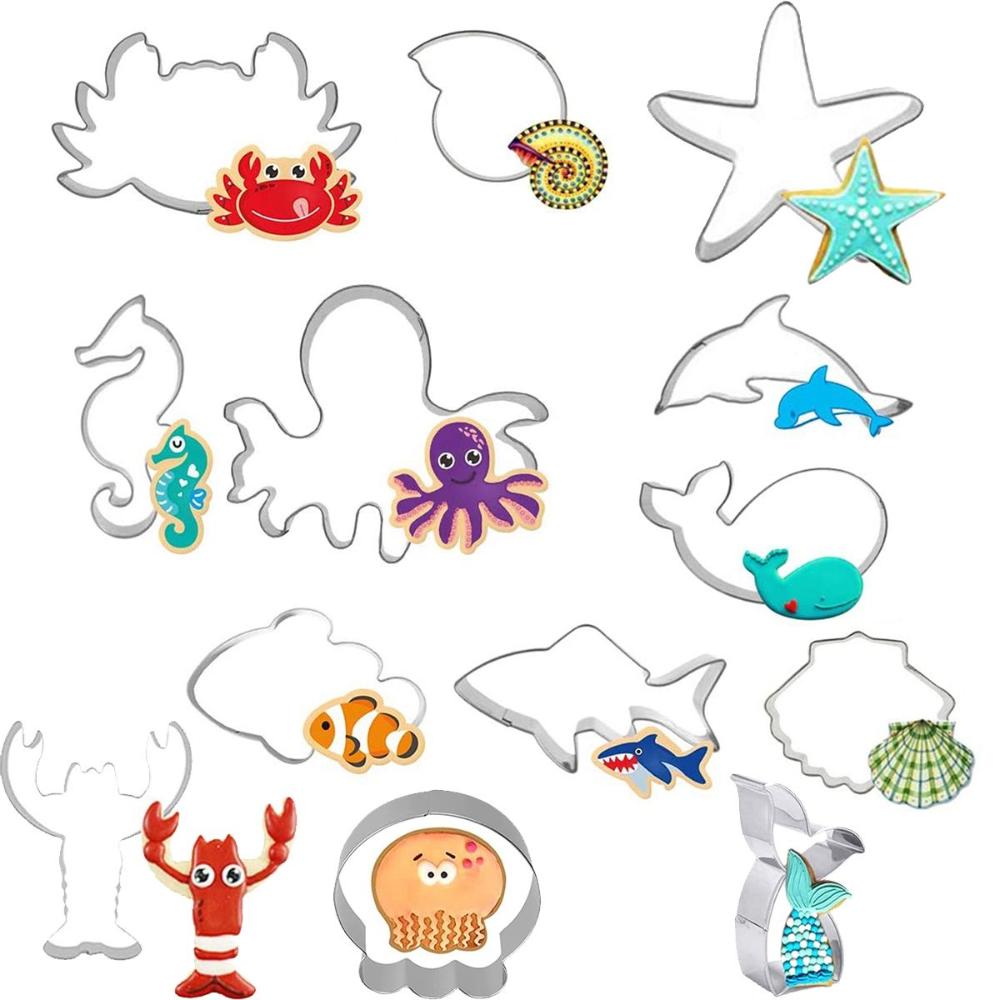 Кухонная нержавеющая сталь для суфле и выпечки DIY Форма для печенья Вырубка для печенья Морские обитатели Инструменты для выпечки