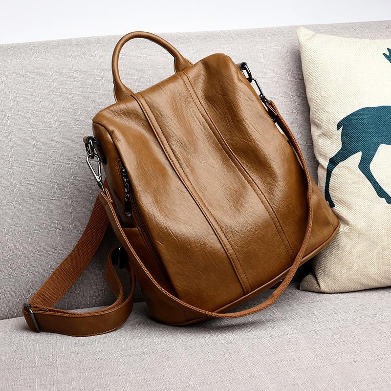 Новый модный корейский вариант, модный универсальный, многофункциональный, простой, противоугонный, мягкий кожаный рюкзак для путешествий